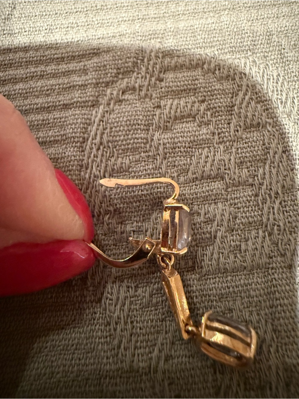 Vintage 18Kt Italian Gold Drop Light Blue Stone Earrings - Women Jewelry - Picture 10 of 10